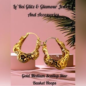 Gold filled Gold and Silver Medium Scallop Star Basket Earrings